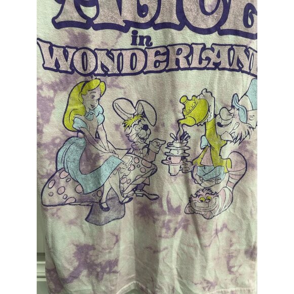 Disney Alice In Wonderland Tie-Dye Graphic T-Shirt Purple Pink Cotton Sz XS - Picture 4 of 8